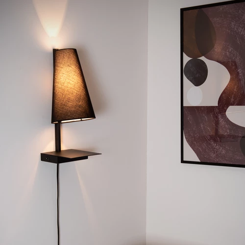 Lucide GREGORY - Bettlampe / Wandleuchte - 1xE27 - Mit USB-Ladepunkt - Schwarz - Atmosphäre 1
